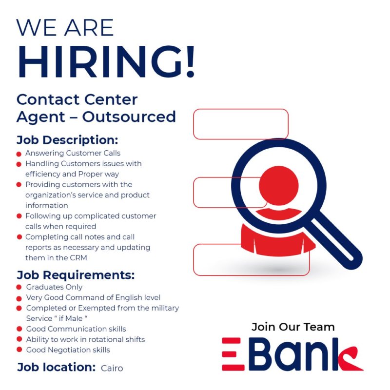 EBank is hiring “Contact Center Agent”.