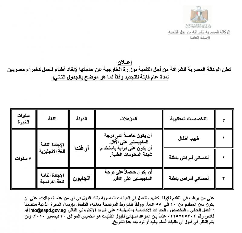 وظائف وزاره الخارجيه المصريه