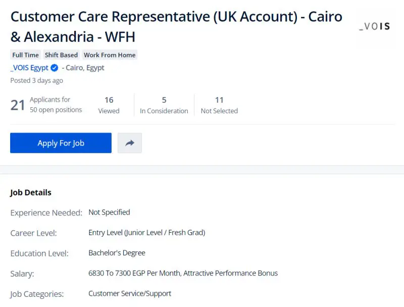 Customer Care - _VOIS Egypt - STJEGYPT