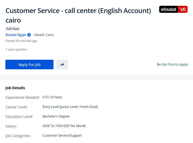 Customer Service - Etisalat - STJEGYPT
