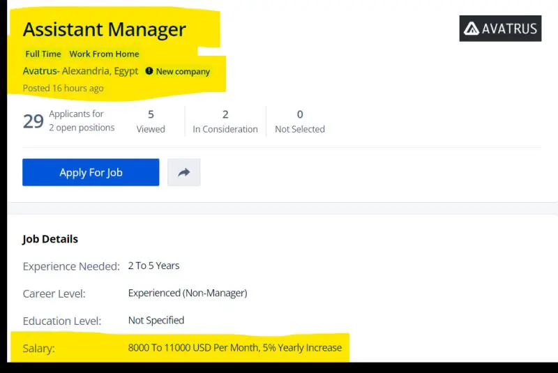 Assistant Manager - Avatrus - STJEGYPT