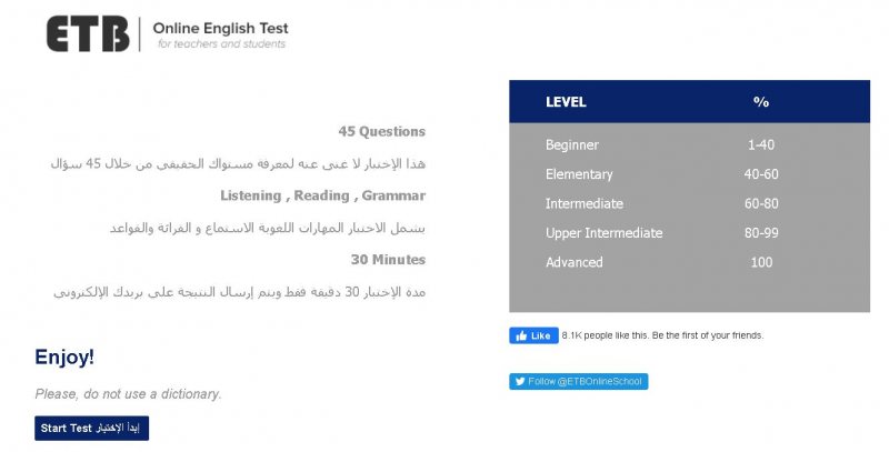 أختبار تحديد مستوى اللغة الأنجليزية من المركز الدولى - STJEGYPT