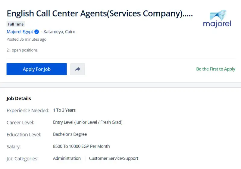Call Center Agents - Majorel - STJEGYPT