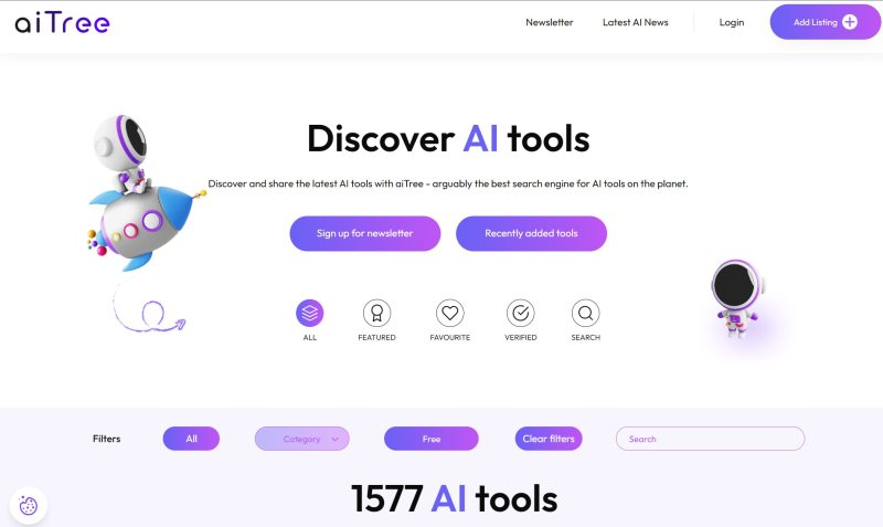 موقع AI Tree: مكتبة ضخمة تضم 5000 موقع ذكاء اصطناعي مجاني للاستفادة منها