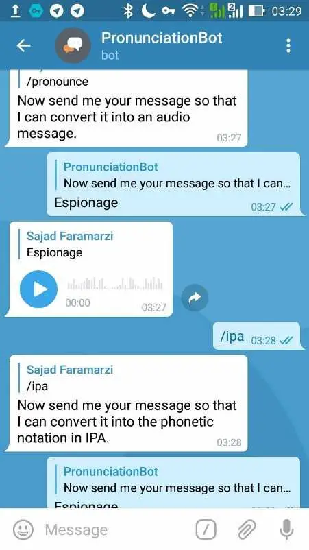 بوت pronunciationbot ( لتحويل الرسائل النصية الي صوتية على تطبيق التليجرام ) - STJEGYPT