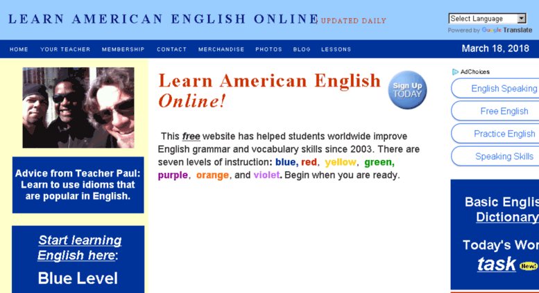 تعلم الإنجليزية مع مدرس أمريكي: موقع Learn American English Online