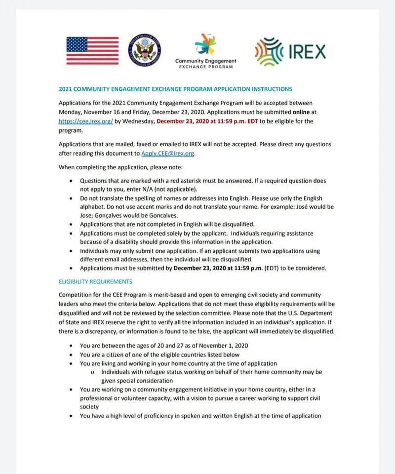 برنامج IREX للتبادل المجتمعي للقادة الشباب في امريكا لمدة سنة - STJEGYPT